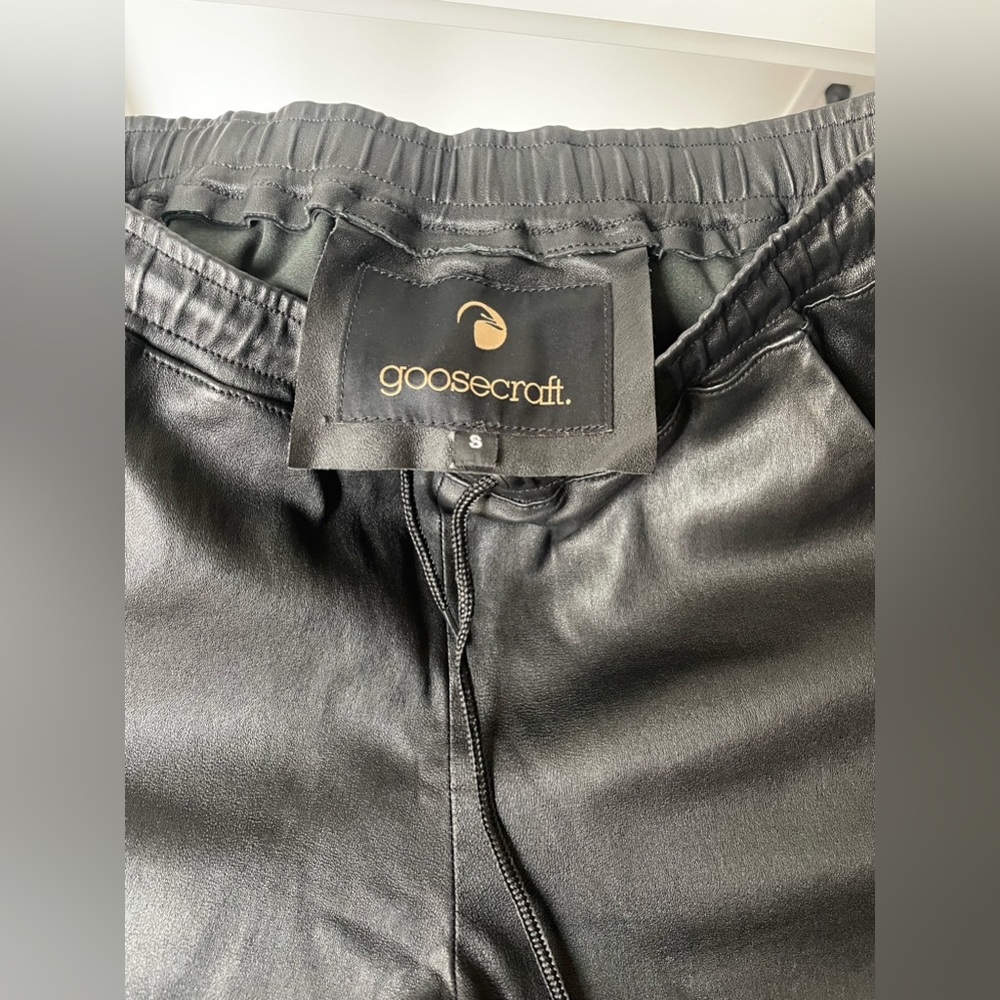 Goosecraft Leather Pants With Draw String And Whi… - image 4